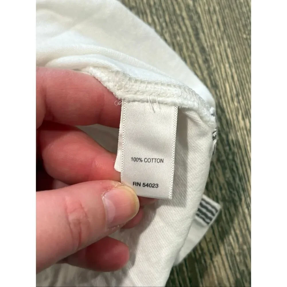 Banana Republic Mens Polo Shirt Short Sleeve Cotton Stripe White/Gray Size S